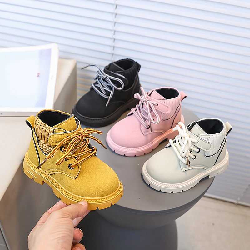 Autumn Children Boots Toddler Chunky Handsome Solid Color Kids Short Boot Mid-calf Round Toe Hook-loop Boys Girls Booties Size 21-30 XJ250812