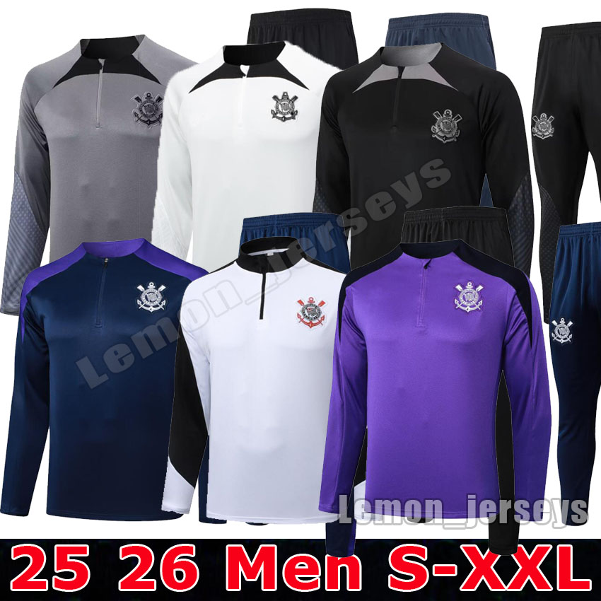 2025 2026 Corinthias tracksuit Men's Adult soccer jersey kit 25 26 YURI ALBERTO WILLIAN GILR.AUGUSTO Half zipper Survetement maillot de foot Football Jogging suit