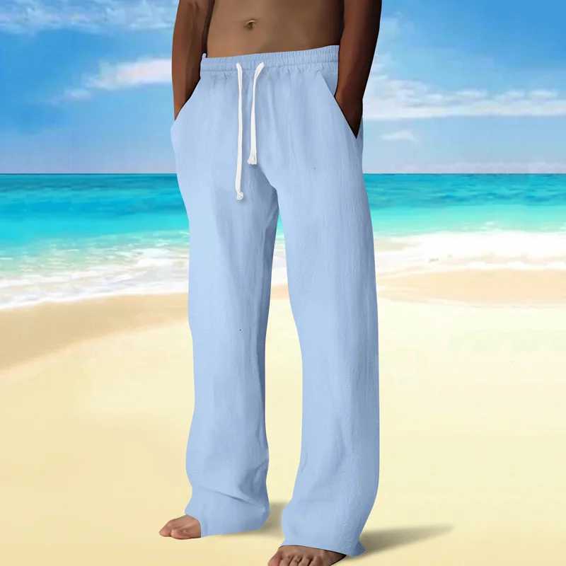 Spring and Summer Mens Casual Cotton and Linen Long Pants Loose Breathable Solid Color Long Pants Male Casual Sport Long Pants W250812