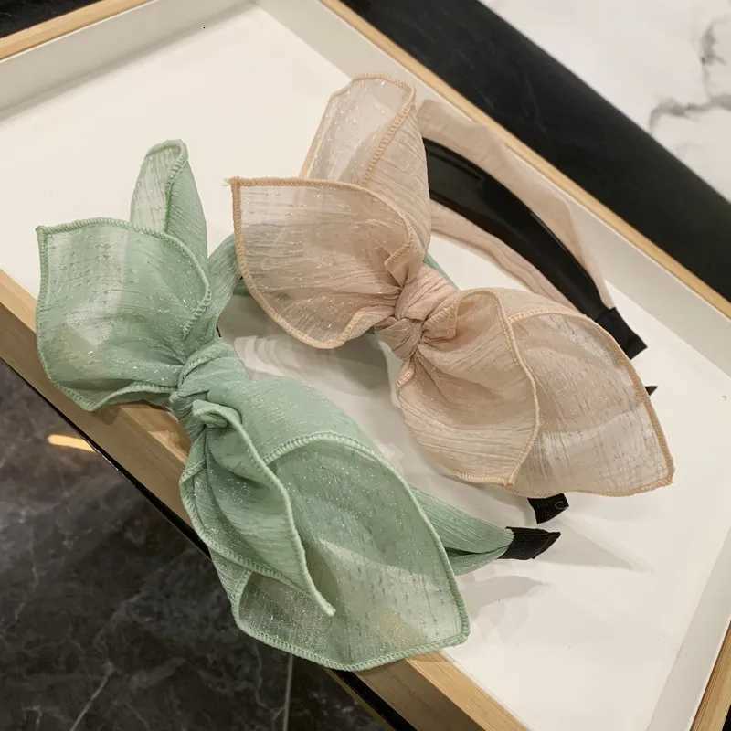 1pc Korean version bow hair band with teeth anti-slip pressure simple hair band lace mesh band X250812