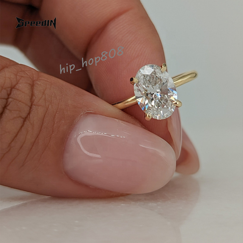 Speedin 0.5Ct 1Ct 1.5Ct 2Ct Oval Cut Lab Grown Diamond Rings D-VS1 Diamond Solitaire Engagement Ring Double Claws