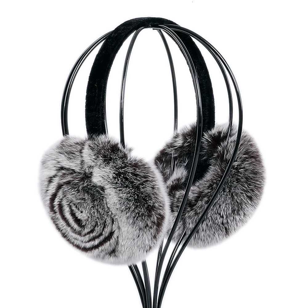 100% Natural Rex Rabbit Fur Earmuff Womens Autumn and Winter Warm Earmuffs Ear Cover Ear Warmer Ear Muffs Winter Rose Flower XJ250812