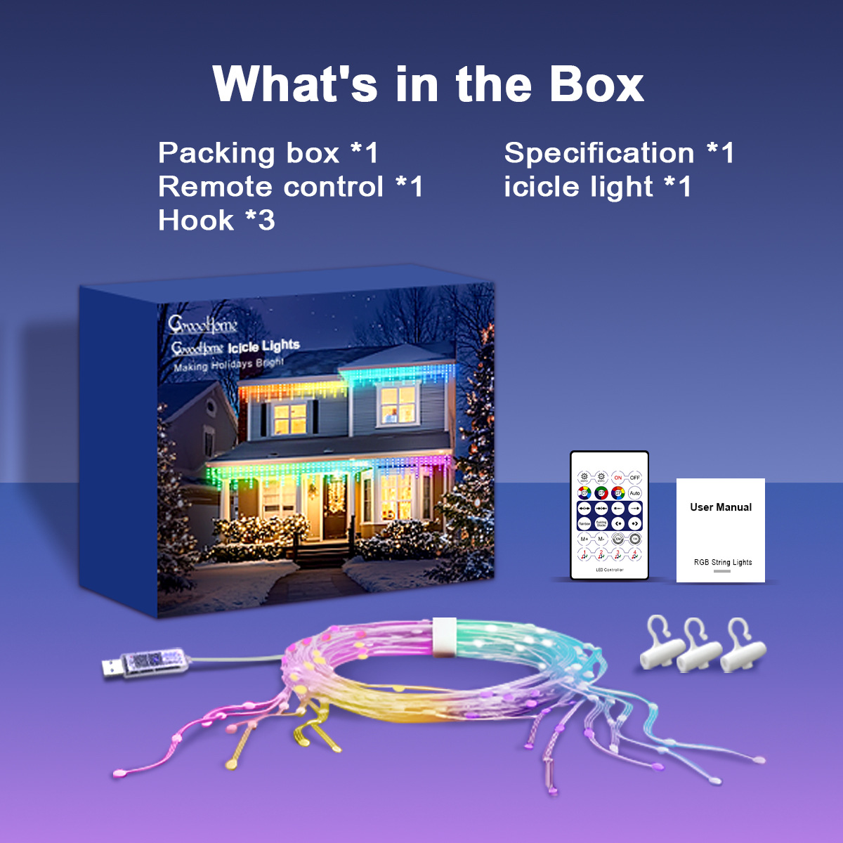 Multicolored LED Strip Lights with Built-in Music Sync Functionality-----HCP182