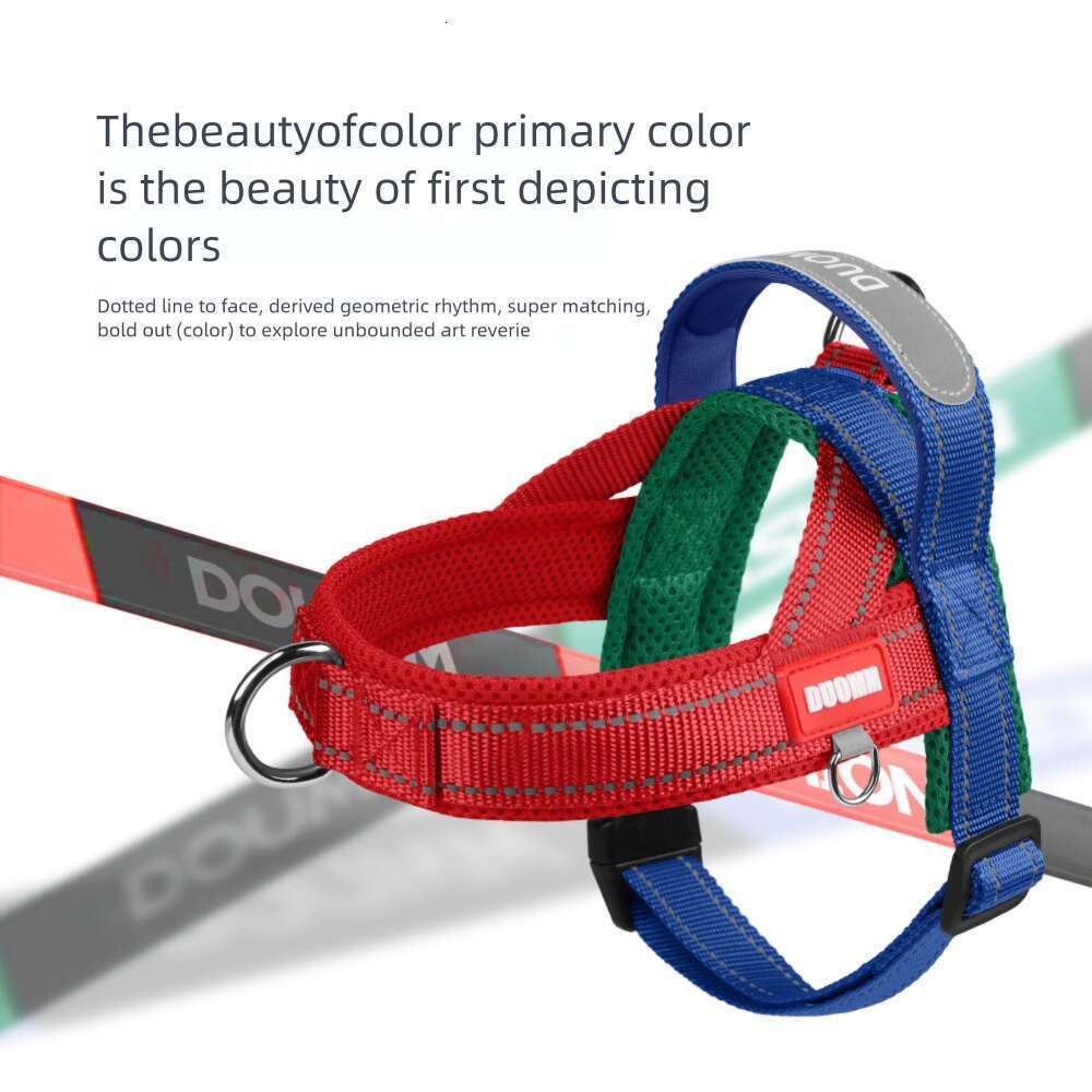 New Pet Harness Wide Webbing Color Block Non-Choking Outdoor Dog Walking Leash