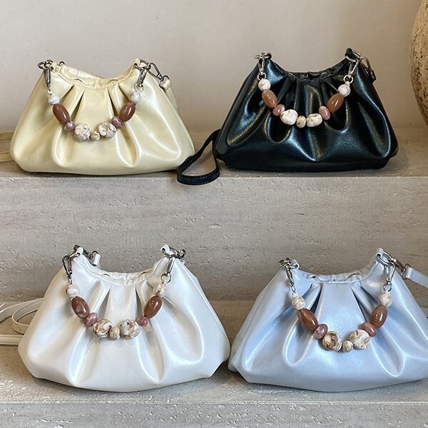 2025 new women's pleated handbag niche multifunctional crossbody fashionable shoulder bag