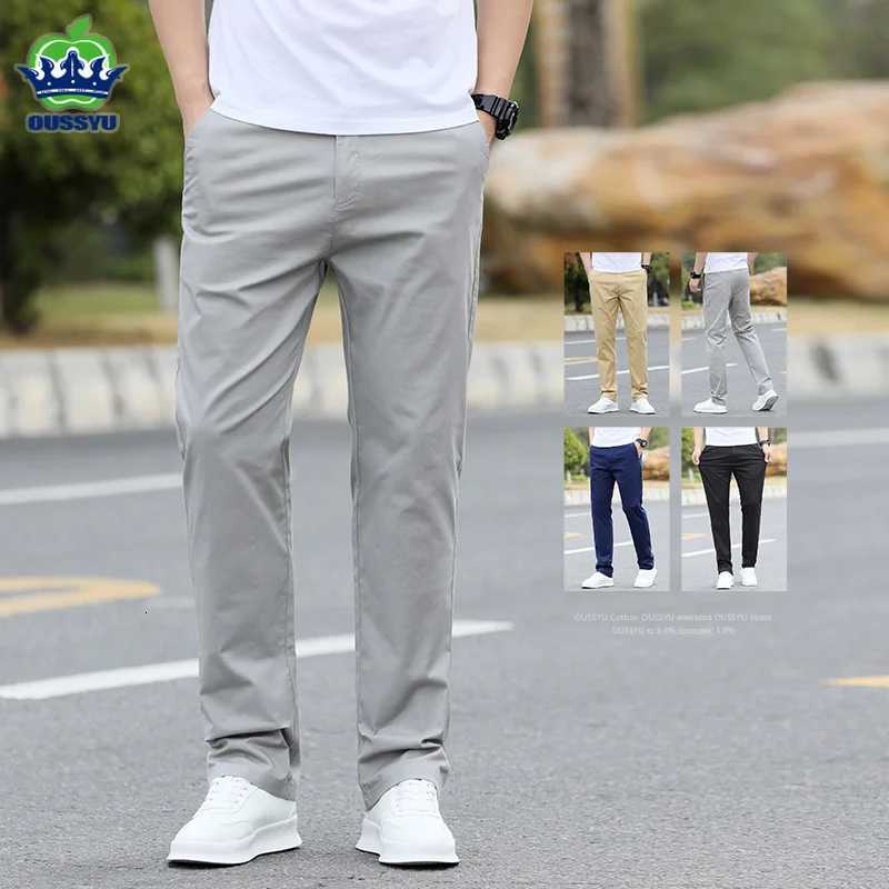 Brand Clothing New Summer Thin Business Pants Men Classics Cotton Light Gray Khaki Work Straight Trousers Men Plus Size 28-40 W250812