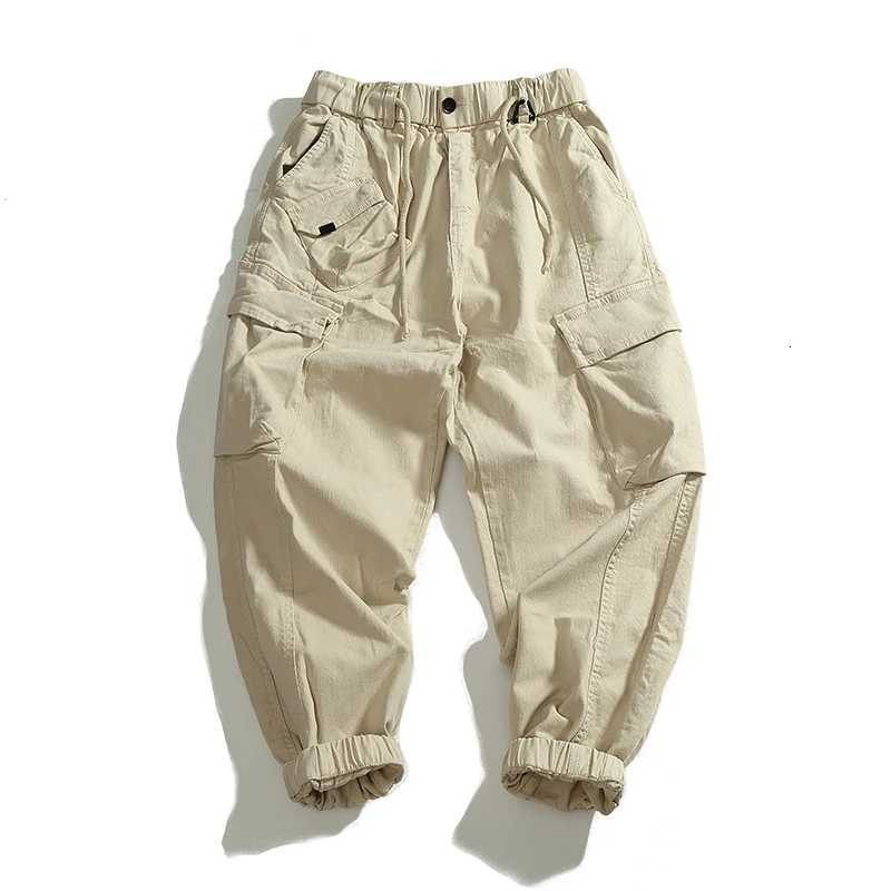 Multi-Pocket Cargo Casual Pants Mens Heavy Thick Elastic Woven Old Washed Loose Fashion Harlan Leg Pants X250812