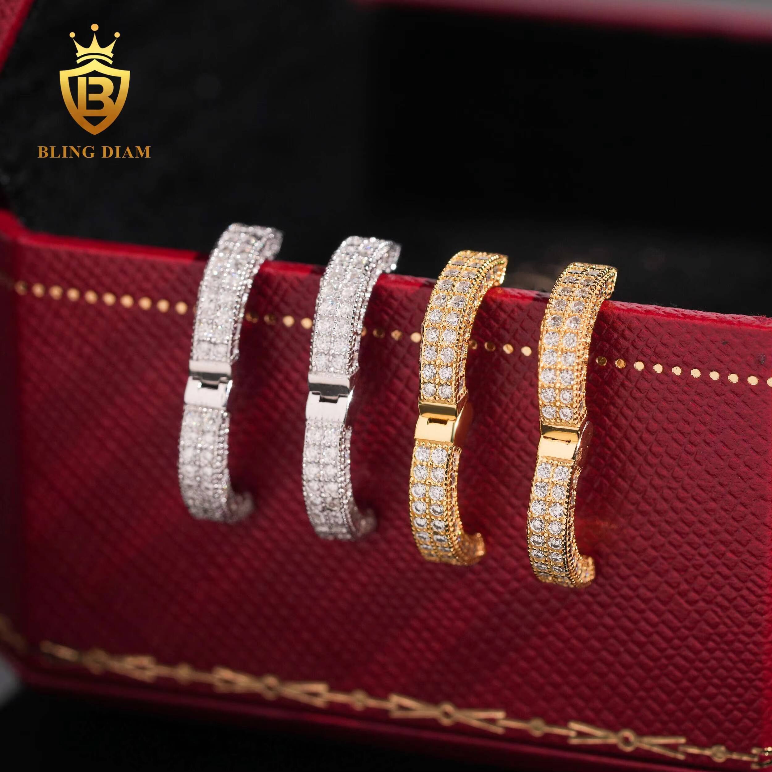 Hot Sale Diamond Earrings 925 Sterling Silver Stud Earrings Fashion Moissanite Hip Hop Earring VVS1 Iced Out Moissanite GRA