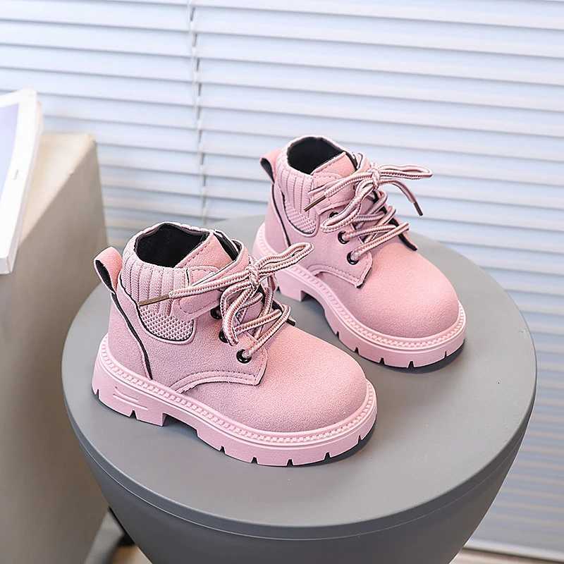 Autumn Children Boots Toddler Chunky Handsome Solid Color Kids Short Boot Mid-calf Round Toe Hook-loop Boys Girls Booties Size 21-30 XJ250812