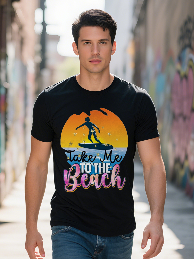 S Casual Crew Neck T-Shirt with Take Me to The Graphic Print Lightweight Summer Style Perfect Gift for Men