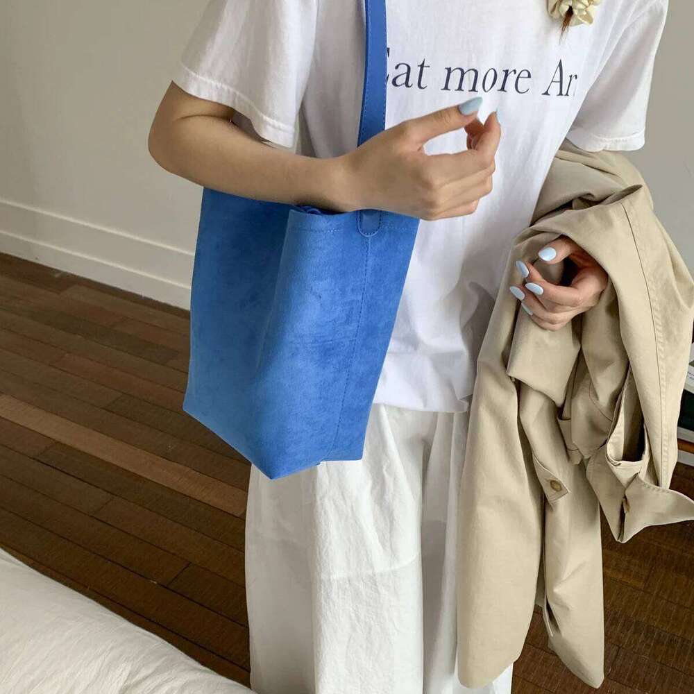 LEFTSIDE Faux Suede Fabric Tote Underarm 2025 Winter Female Handbags Bucket Crossbody Shoulder Bag