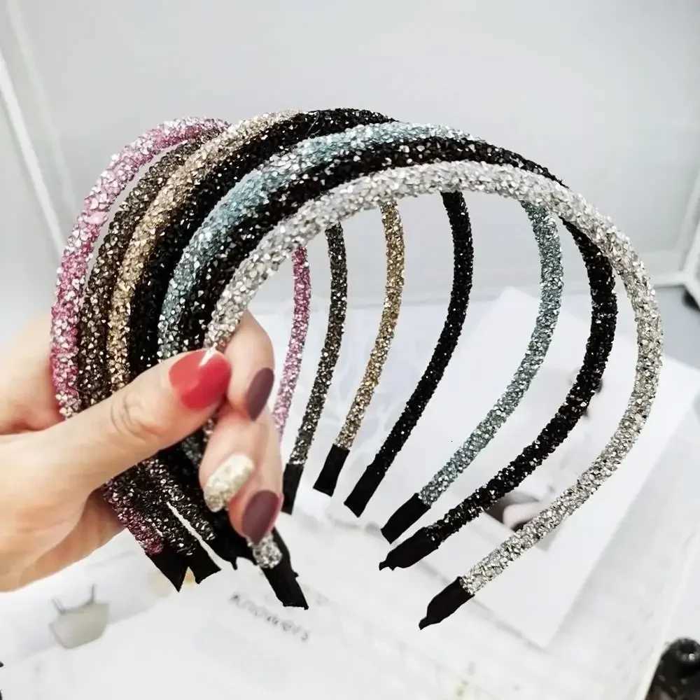Fashion Korea Crystal Soft Band for Women Rhinestone Hairband Beads Bezel Girls Hair Accessories Simple Wear X250812
