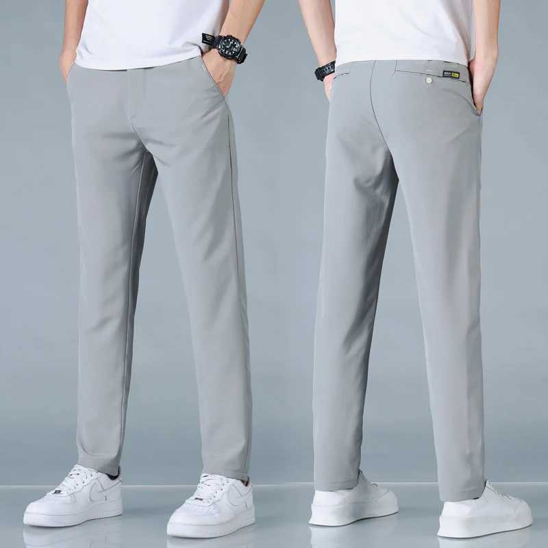 2025 Spring Summer Ultra-thin Mens Casual Pants Slim Straight Leg Elastic Waist Sports Jogging Trousers Fashion Men Golf Pants W250812