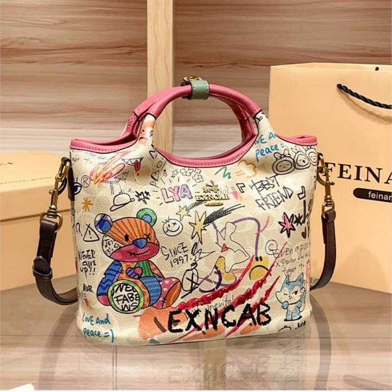 Brand Women's Graffiti 2025 New High end Fashion Multi functional Designer Shoulder Crossbody Bag Handbag