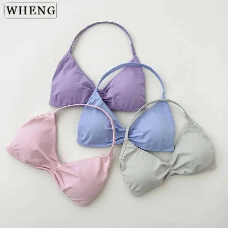 2025 Strappy Sports Bra Seamless Women Suspender Padded Halter Gym Design Sense Top Bra Fitness Scratch Workout Vest Z250812