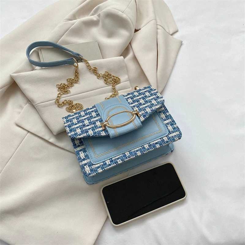 Checkered Metal Chain Single Shoulder Bag Womens Lock Crossbody Commuting Small Square Women Z250812