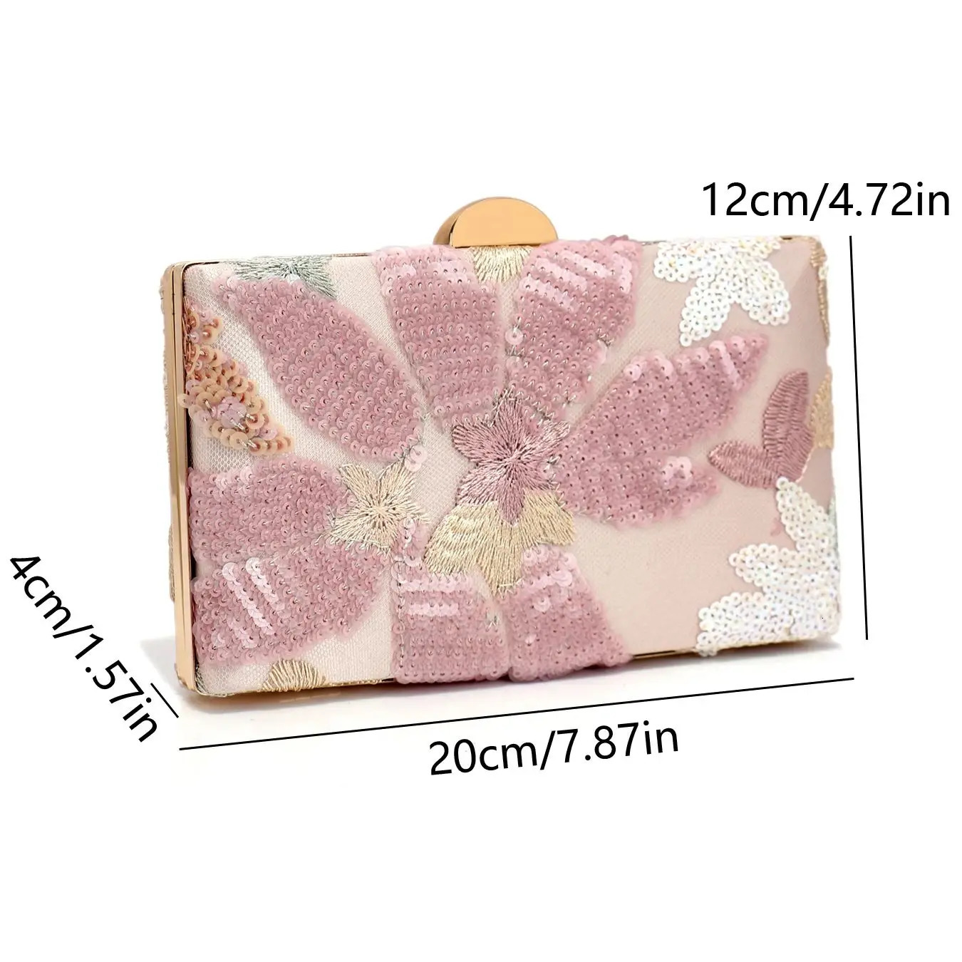 Random Pattern Womens Floral Pattern Clutch Bag Fashion Retro Sequin Embroidery Floral Chain Evening Bag Mini Box Bag For Par 250809