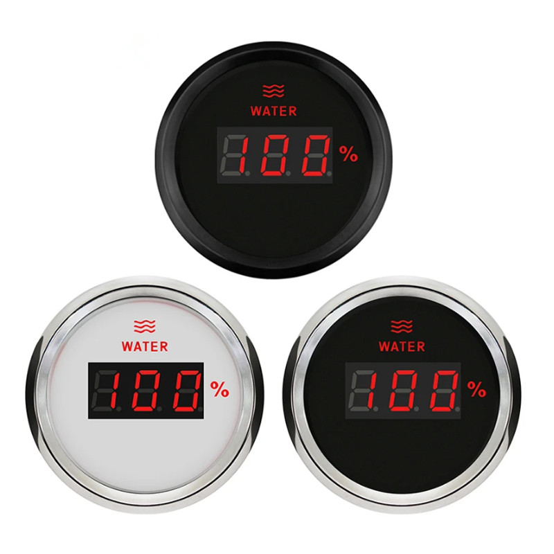 Auto 52mm 0-100% Display Water Level Gauges Marine Digital Water Level Meters 0-190ohm European Standard or 240-33ohm America Standard Input Signal wi