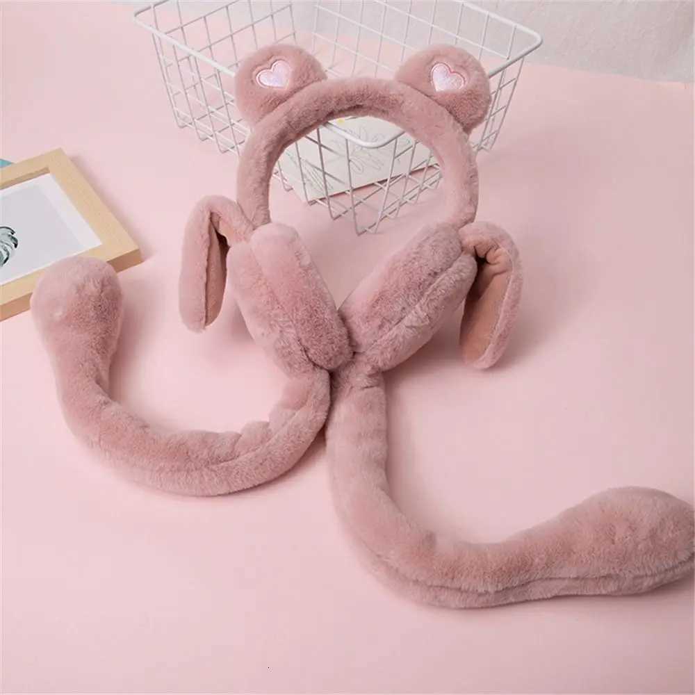 ute Moving Jumping Ears Winter Warm Earmuffs Heart Bear Airbag Plush Ear Muffs Outdoor Ear Covers for Ladies Girls XJ250812