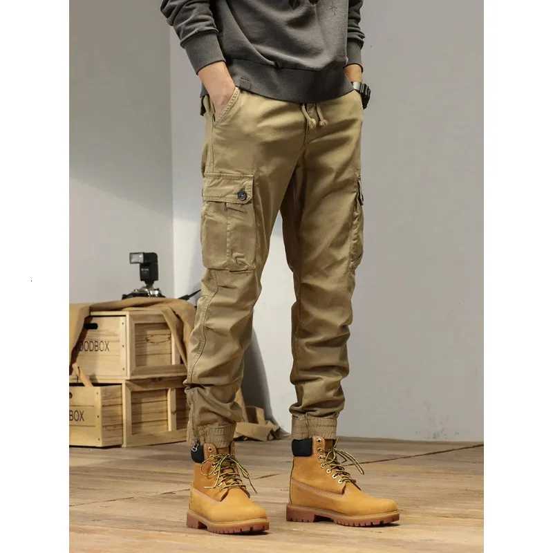 2025 New Multi-Pockets Spring Summer Cargo Pants Men Streetwear Zipper Leg Skinny Work Joggers Cotton Casual Tactical Trousers X250812