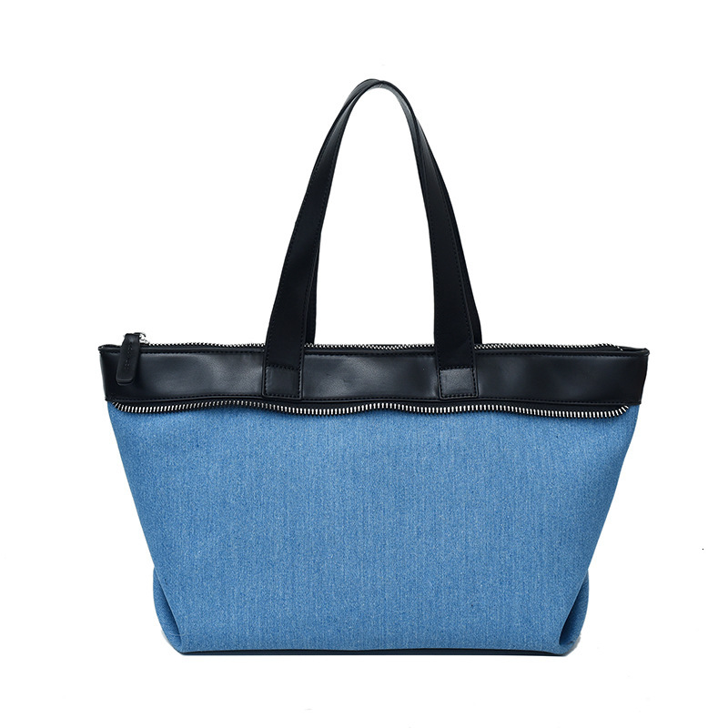 Denim Handbag for Women New Fashion Patchwork Shoulder Commuter Large Capacity Tote Bag