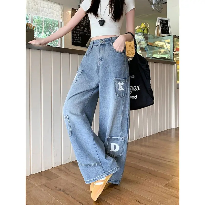 Vintage Clothing Y2k Summer Women Jeans High Waisted Shorts Womens Denim Woman Pants Loose Wide With Print Acubi 250811