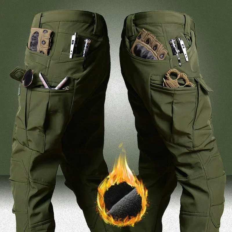 Waterproof Tactical Pants Men Hunting Shark Skin Soft Shell Fleece Trousers Outdoor Waterproof Wear-resistant Cargo Pant W250812