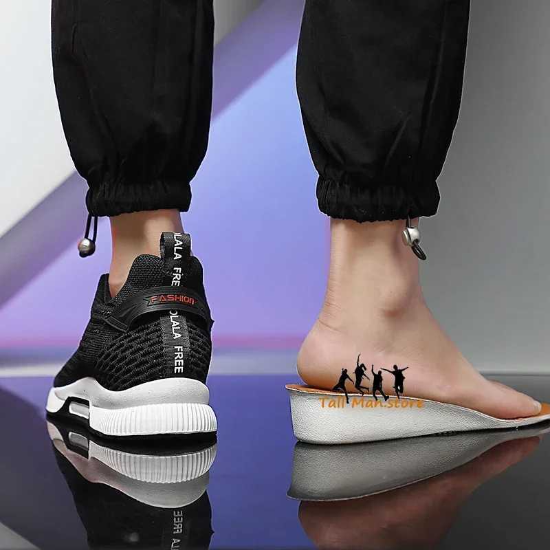 2024 Plus Size 37-46 Sneakers Men Height Increase Insoles 6cm Elevator Shoes Taller Heel Lift Mens Casual Shoes Z250812