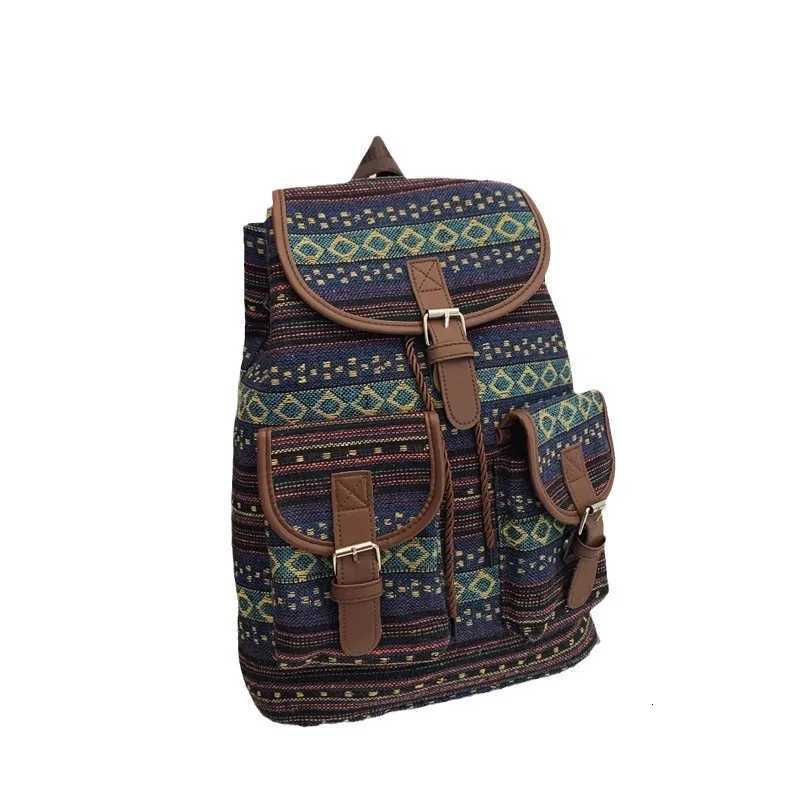 2024 New Female Ethnic Style Backpack Casual Plaid Drawstring Women Large Capacity School Bag Drawstring Bucket Bag Y250811