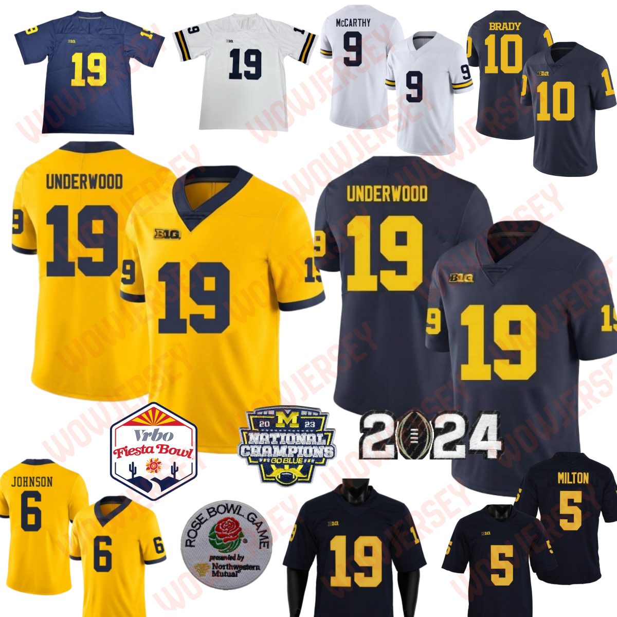 Bryce Underwood 19 J.J. McCarthy 9 Football Jersey Cornelius Johnson Colston Loveland Tom Brady Charles Woodson Jim Harbaugh Desmond Howard Hassan Haskins Keon Sabb