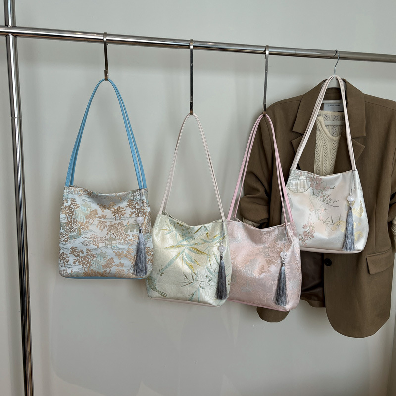 This Year s Trend National New Chinese Print Elegant Casual Simple Gentle Style Summer Large Capacity Shoulder Bag ddmymarket