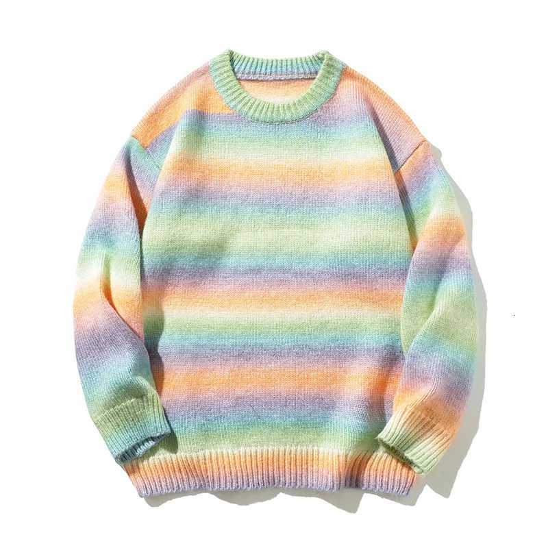 Colorful Stripes Sweaters Men Regular Fit Long Sleeve Graphic Pullovers Soft Comfortable Crewneck Knit Sweaters Male X250812