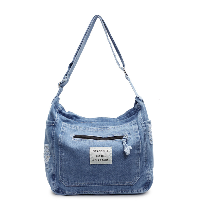 New Lazy Denim Crossbody Shoulder Fashionable Large Capacity Versatile Underarm Bag