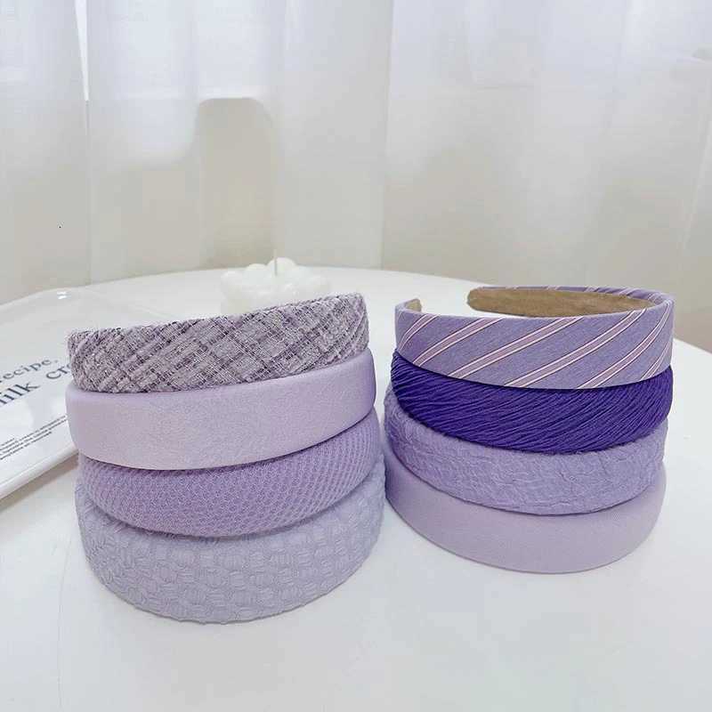 Purple Series Hairband Striped Wrinkled Leather Sponge Bands for Women Spring Summer Hair Accessories Girls Fashion Wear X250812
