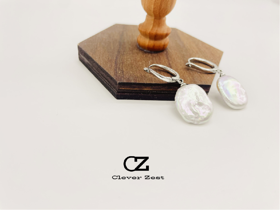 Natural freshwater baroque pearl earrings with silver and diamond party style, fashionable and simple, versatile for everyday wear, birthday gift