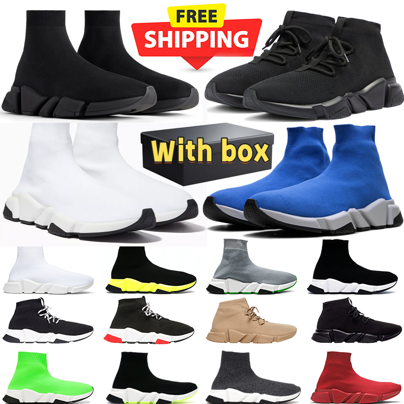 free shipping designer sock shoes mens speed trainer triple s woman sneakers black White Red Walking Sports shoe with box