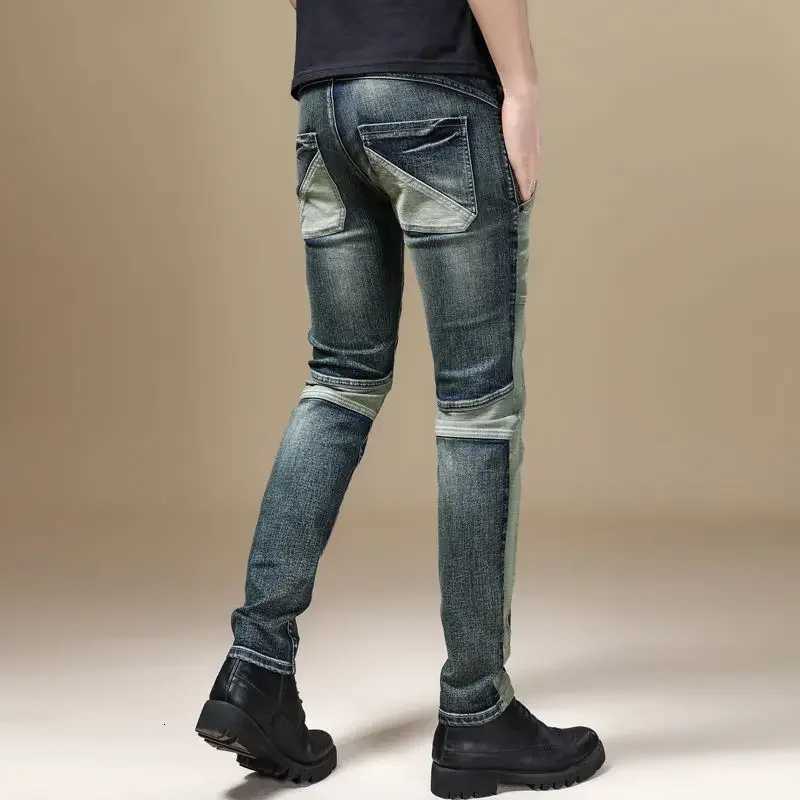 2024 Korean Autumn Buggy Xs Tapered Skinny Slim Fit Jeans for Men Male Cowboy Pants Elastic Trousers Stretch Splicing Tight Pipe X250812