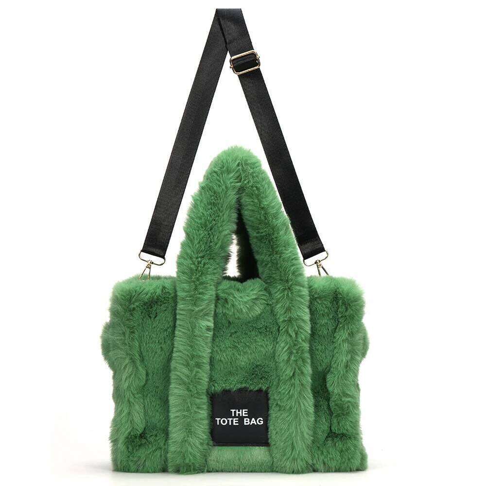 Fashion Shoulder Solid Fluffy Crossbody Tote Bag Soft Plush Portable Large Capacity Travel Work for Daily Shopper