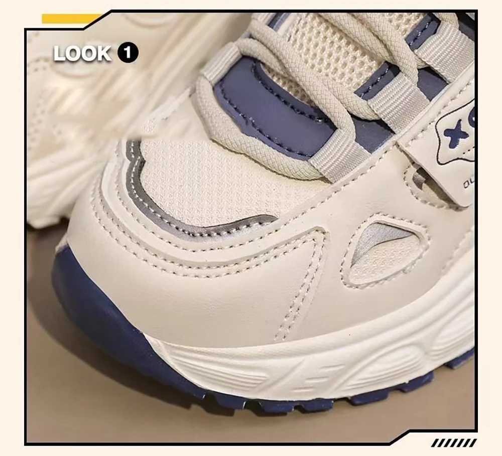 PU Leather Sport Shoes For Children Trend Fashion Teenager Kids Sneakers Anti-slippery Outdoor Boys Girls Running Shoes XJ250812