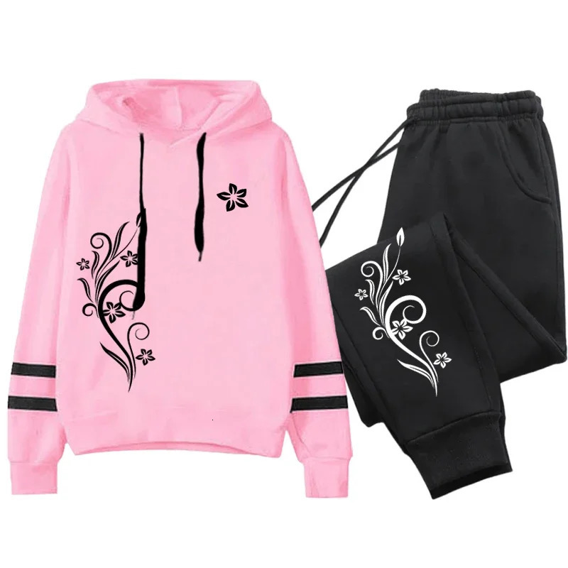in Womens Tracksuit Vintage Pattern Printing Sweatshirt Pants Set and Single Pcs Stripe Hoodies Casual Womens Clothing 250805