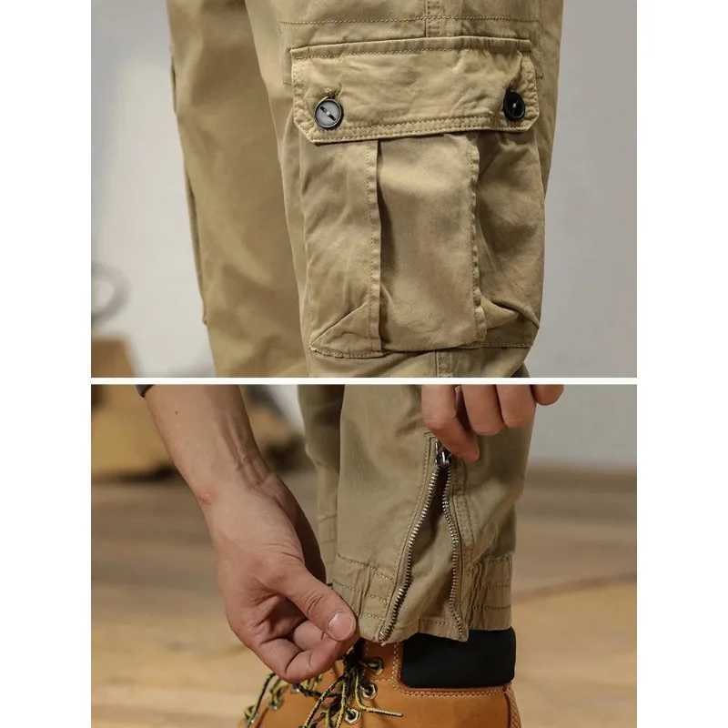 2025 New Multi-Pockets Spring Summer Cargo Pants Men Streetwear Zipper Leg Skinny Work Joggers Cotton Casual Tactical Trousers X250812