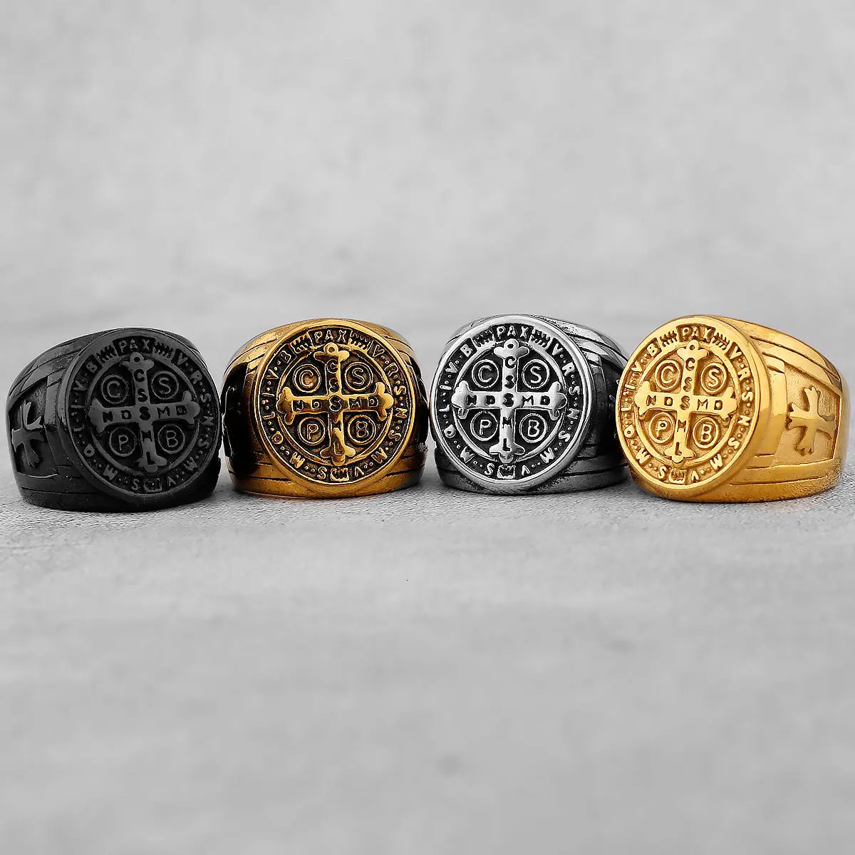 Never Fade Stainless Steel Personalized Cross Mens Faith Ring Hip Hop Punk Boyfriend Mens Jewelry Creative Gift Wholesale 250812