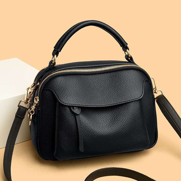 2025 Summer New Trend Genuine Women's Simple Versatile Handbag Top Layer Cowhide Single Shoulder Crossbody Bag Soft Leather
