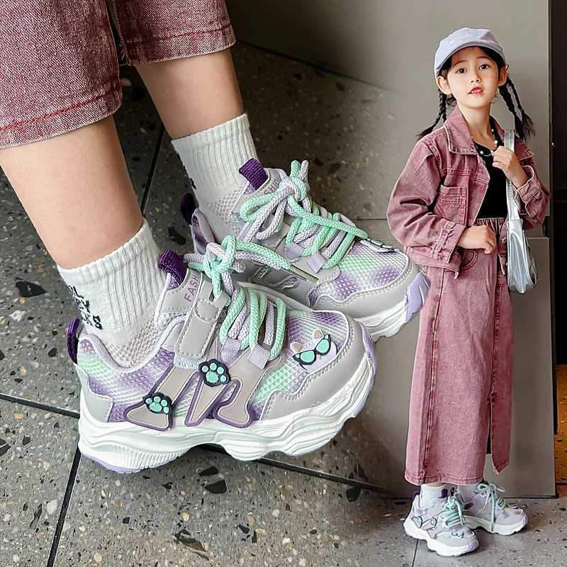 2025 Spring New Girls Boots Childrens Shoes Sports Shoes Soft Soled Girls Casual Shoes Breathable Mesh Shoes Kids Shoes M250812