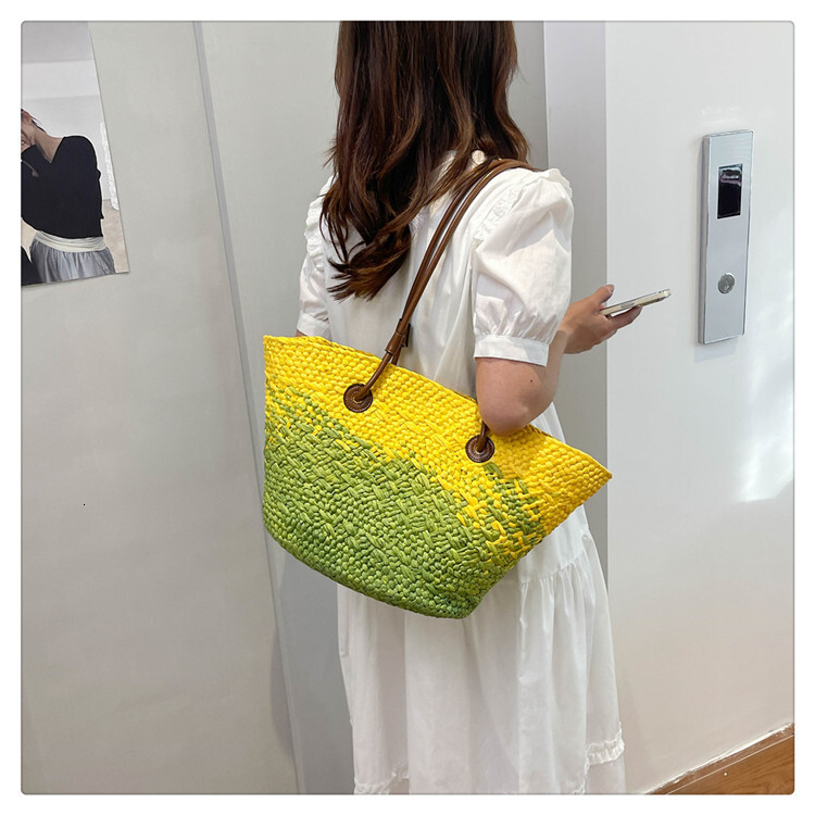 Free Shipping 2025 New Women's Designer Gradient Texture Woven Handbag Beach Vacation Shoulder Bag High-quality Armpit Bag Wallet