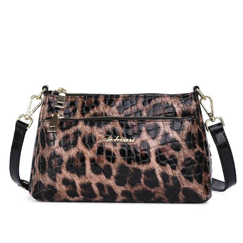 Aidrani Fashionable women's one shoulder crossbody bag, leopard print design, cowhide material, square underarm bag ddmymarket