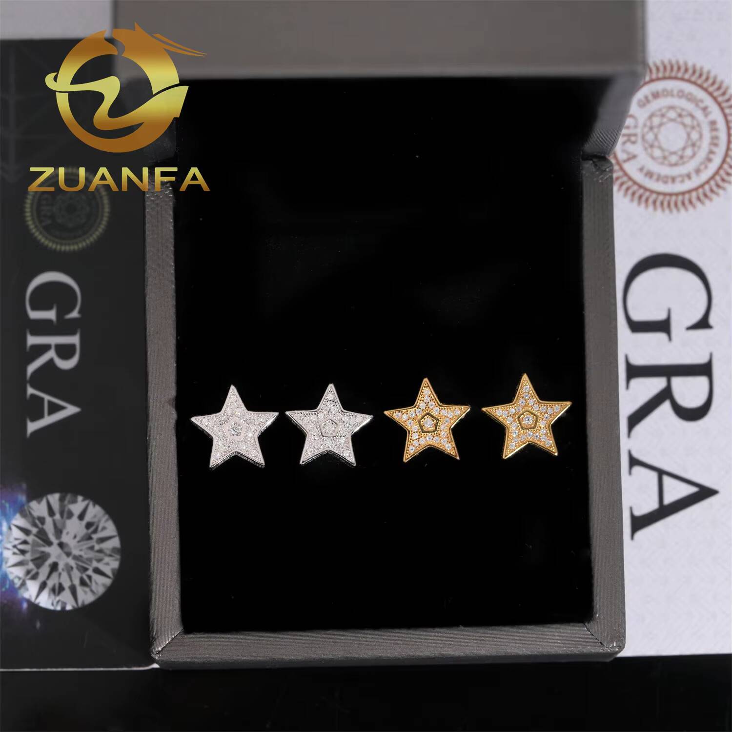 Fashion Star Earrings Cluster Moissanite Diamond Stud Earrings 925 Sterling Silver Iced Out Moissanite Screw Back Earrings