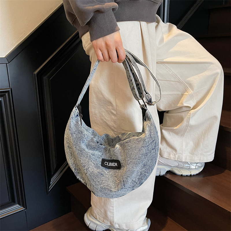 Korean Style Casual Denim for Women New Fashionable Versatile Crossbody Dumpling Single Shoulder Underarm Bag