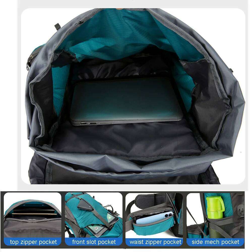 70L Nylon Camping Travel Bag With Rain Cover Outdoor Hiking Daypack Mountaineering Backpack Men Shoulder Bags Lage