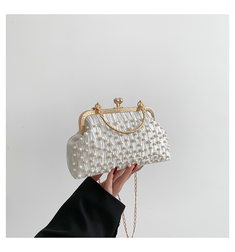 Chinese Style Pearl Clip Solid Color Cheongsam Accessories Evening Chain Fashionable Handheld Crossbody Women s Bag ddmymarket
